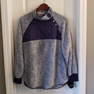 Fuzzy Grey and Navy Pullover